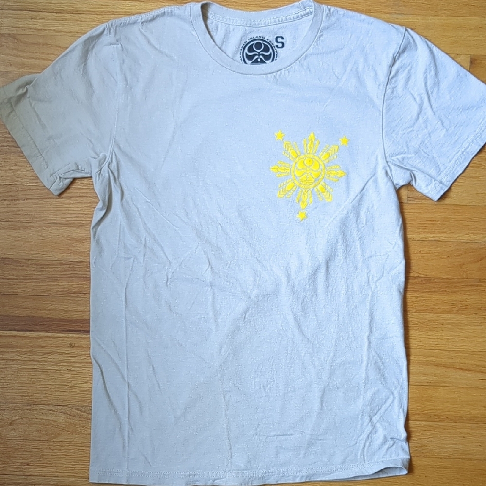 Men's Casual Beige T-Shirt with Yellow Sun Graphic
